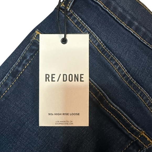 Re/Done 90s High Rise Loose Jeans Size 29 NWT Deep Faded Blue Button Fly - Picture 9 of 12
